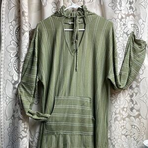 Above And Beyond Green Striped Women's Hoodie With Front Pocket